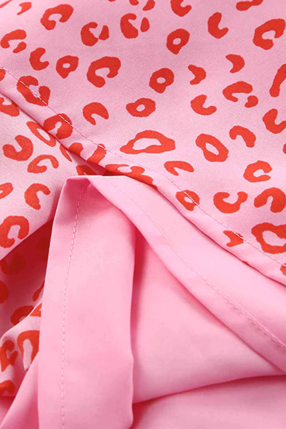 Leopard Drawstring Waist Frill Trim Tiered Skirt 4