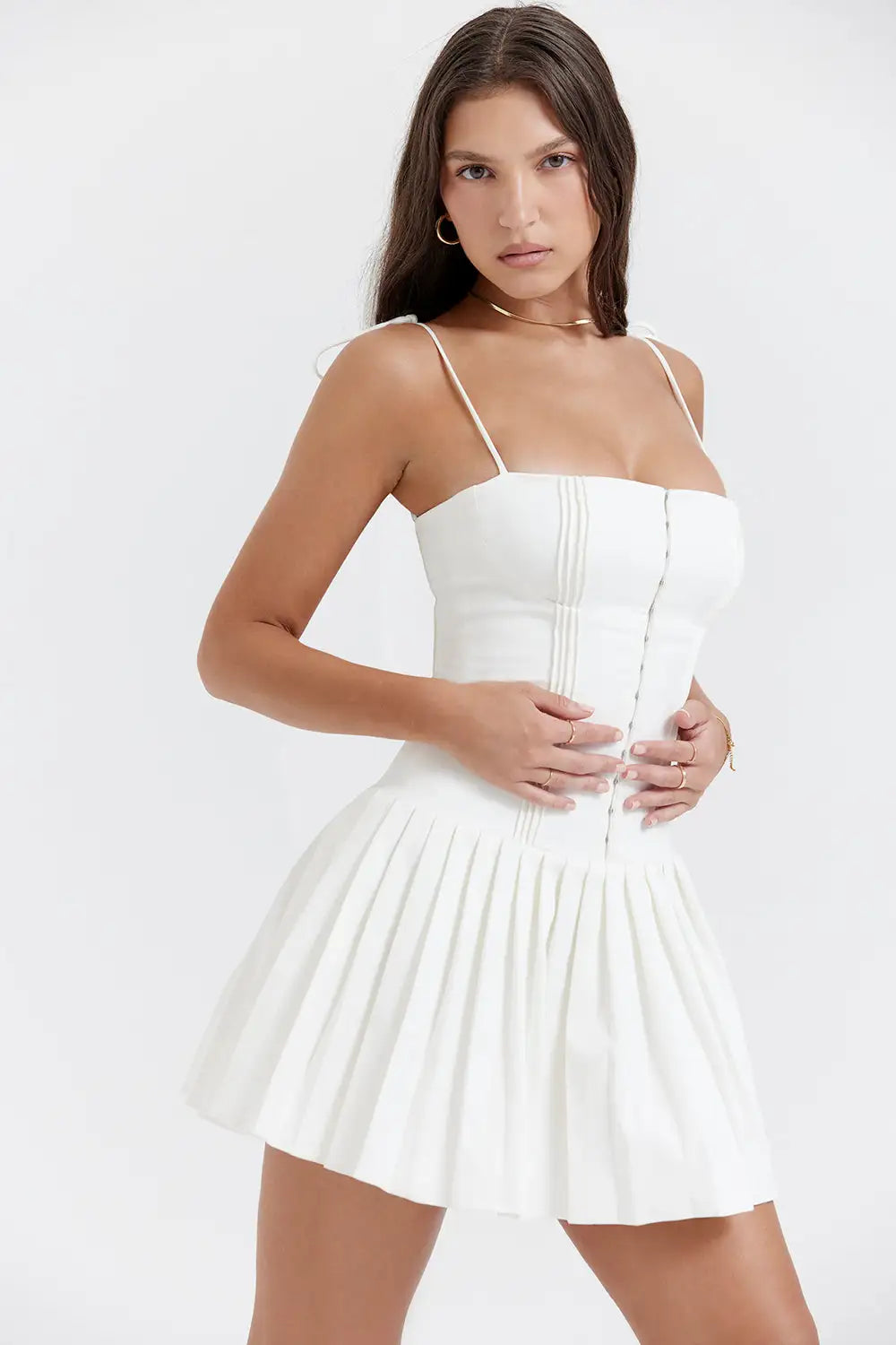 Introducing Our White Pleated Dress: Timeless Elegance Meets Modern Flair silk 1