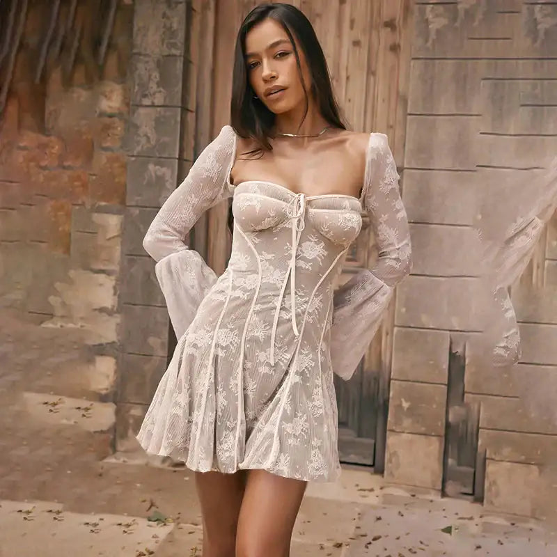 Exclusive Haley Dress Featuring slim lace bell sleeves 8