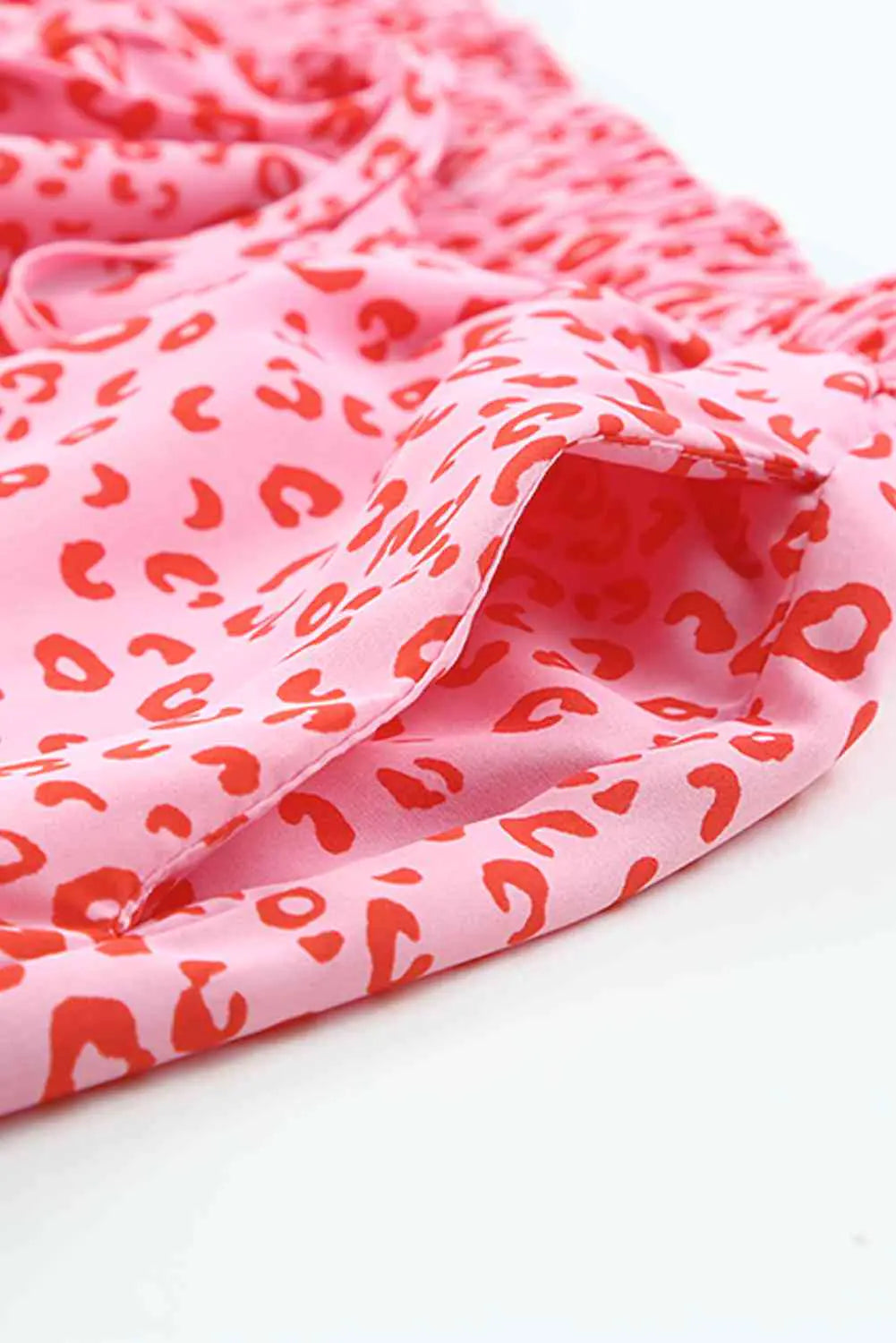 Leopard Drawstring Waist Frill Trim Tiered Skirt 3